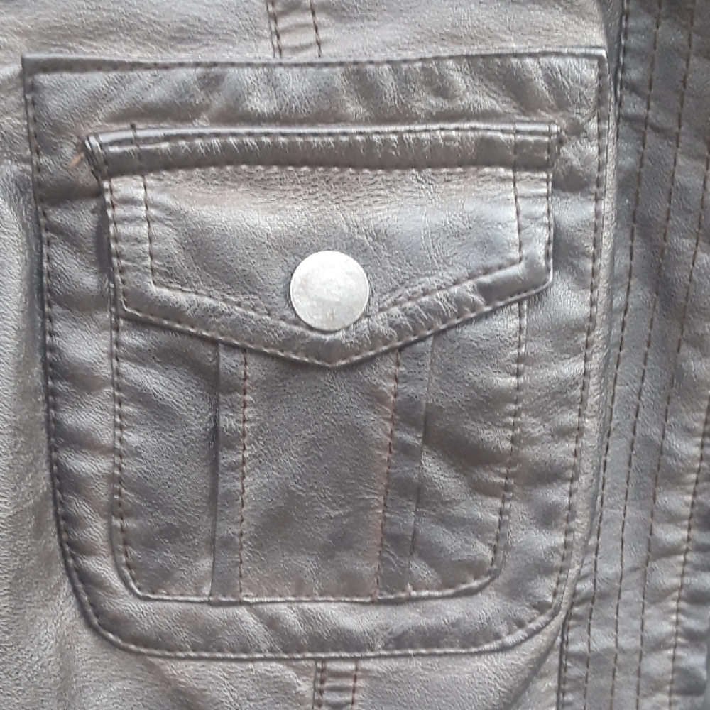 Sophia Max Brown Faux Leather Jacket - Small - Picture 5 of 6
